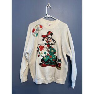 VTG Women's Homemade Glitter‎ Christmas Disney Goofy Sweatshirt Size Large